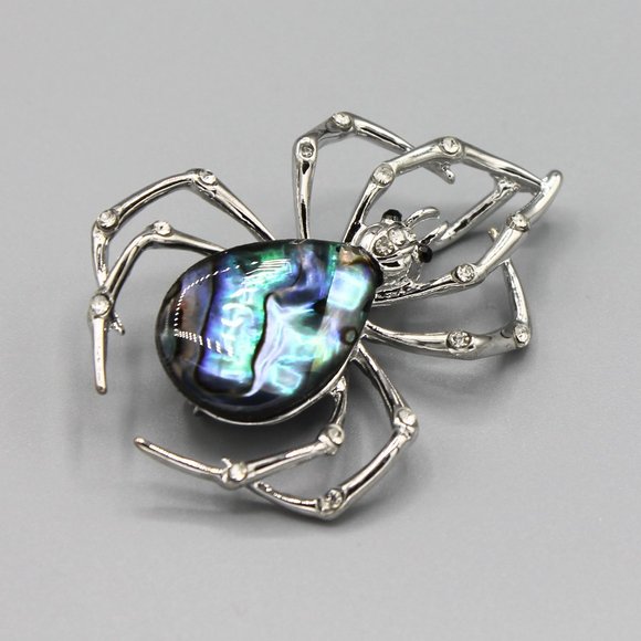 Spider pin brooch silver tone shell new - Picture 3 of 6